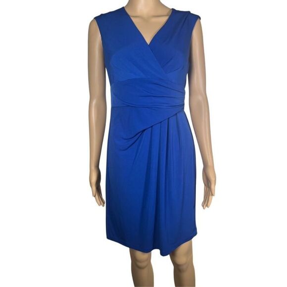 Calvin Klein Women's Cobalt Blue V-Neck Sleeveless Wrap Knit Dress Size … - Picture 2 of 6